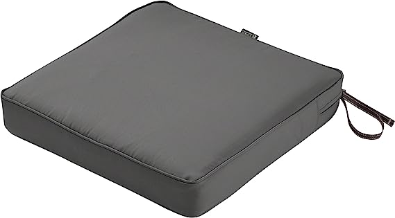 Photo 1 of  Water-Resistant 19 x 19 x 3 Inch Square Outdoor Seat Cushion, Patio Furniture Chair Cushion, Light Charcoal Grey, Outdoor Cushion Cover