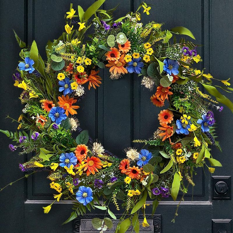 Photo 1 of (similar but not exact )Summer Wreaths for Front Door Outside, Soomeir Spring Green Wreath, Daisy and Lavender, Farmhouse Decorations Home Decor for Window Outdoor Indoors
 
