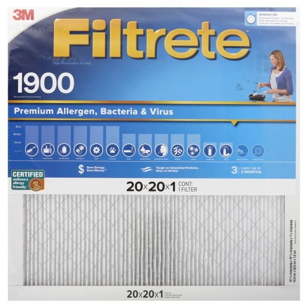 Photo 1 of  Filtrete 20 in. W X 20 in. H X 1 in. D Fiberglass 13 MERV Pleated Allergen Air Filter 