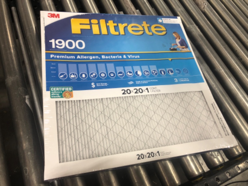 Photo 2 of  Filtrete 20 in. W X 20 in. H X 1 in. D Fiberglass 13 MERV Pleated Allergen Air Filter 