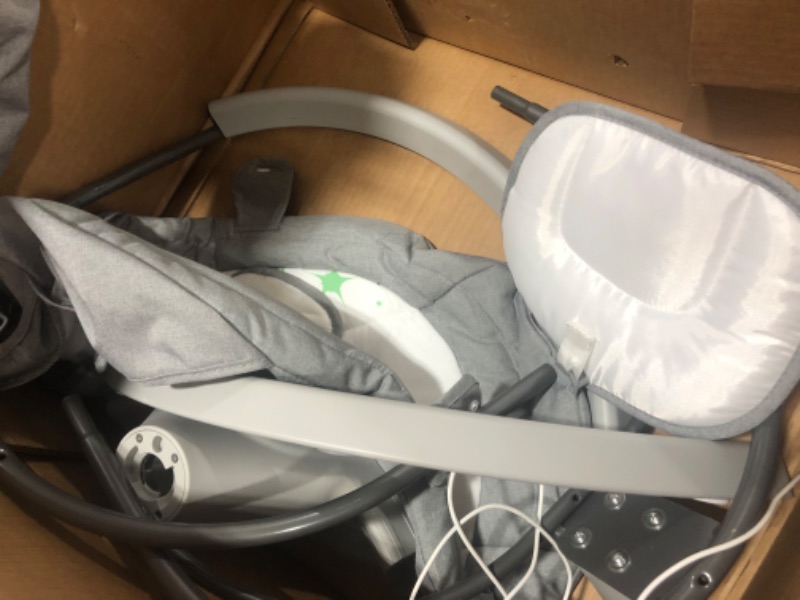 Photo 3 of Baby Swings for Infants, 5 Speed Bluetooth Baby Bouncer with 3 Seat Positions & Built-in 12 Music & 3 Timer Settings & 5-Point Harness & Remote Control, Touch Screen Chair for 5-20 lb, 0-9 Months Gray