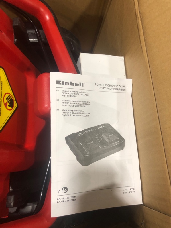 Photo 3 of Einhell GE-CM 36-Volt Cordless 15-In Walk Behind Push Lawn Mower w/ 6-Position Height Adjustment, Adjustable Handle, 11.9 Gal Capactiy Collection Bag, Kit (w/2x 4.0-Ah Battery + Dualport Fast Charger)