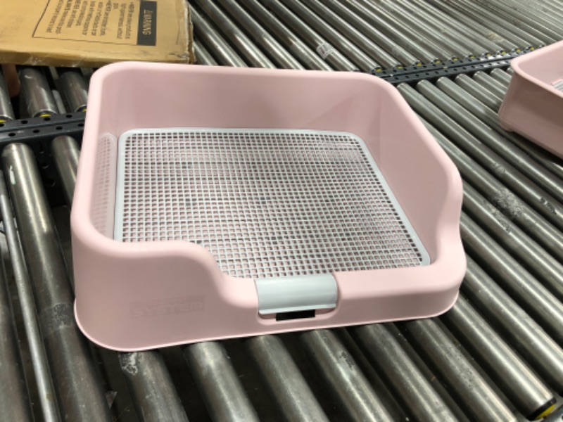 Photo 2 of [PS Korea] Indoor Dog Potty Tray – with Protection Wall Every Side for No Leak, Spill, Accident - Keep Paws Dry and Floors Clean (Pink)
