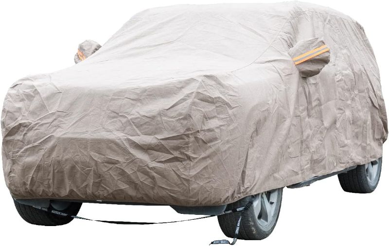 Photo 1 of  Tecoom Thick Shell Super Breathable Waterproof Windproof Snow Sun Rain UV Protective Outdoor All Weather SUV Car Cover Fit 170-190 Inches SUV 