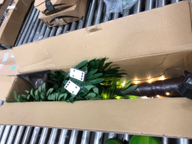 Photo 1 of Spurgehom 5FT Lighted Palm Tree 308 LED Artificial Palm Tree Decor with Coconuts Christmas Tree Tropical Fake Palm Trees Lights for Outside Patio Tropical Party Backyard Poolside Garden 5FT WW Palm Tree