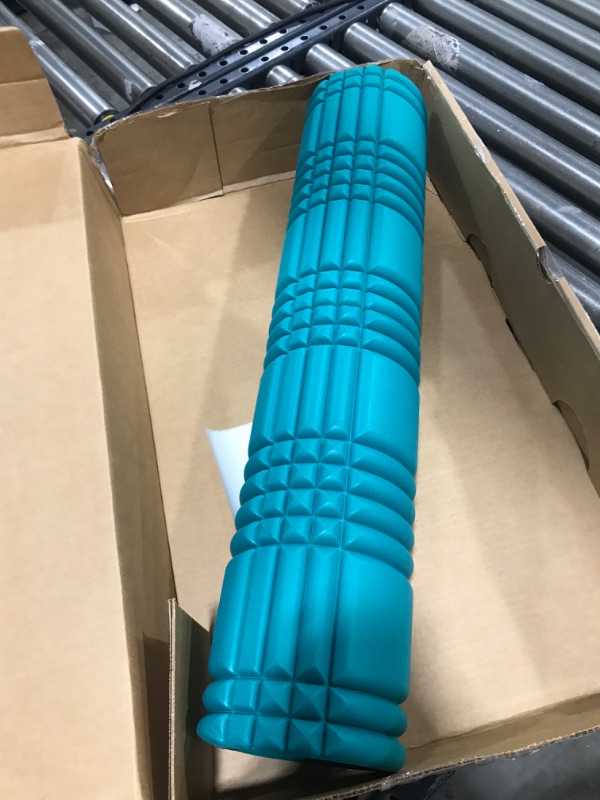 Photo 2 of TriggerPoint GRID Patented Multi-Density Foam Massage Roller (Back, Body, Legs) for Exercise, Deep Tissue and Muscle Recovery - Relieves Muscle Pain & Tightness, Improves Mobility & Circulation (26") Teal