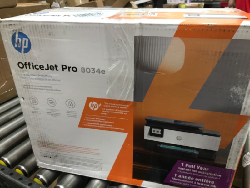 Photo 4 of HP OfficeJet Pro 8034e Wireless Color All-in-One Printer with 1 Full Year Instant Ink,White - MISSING INK 