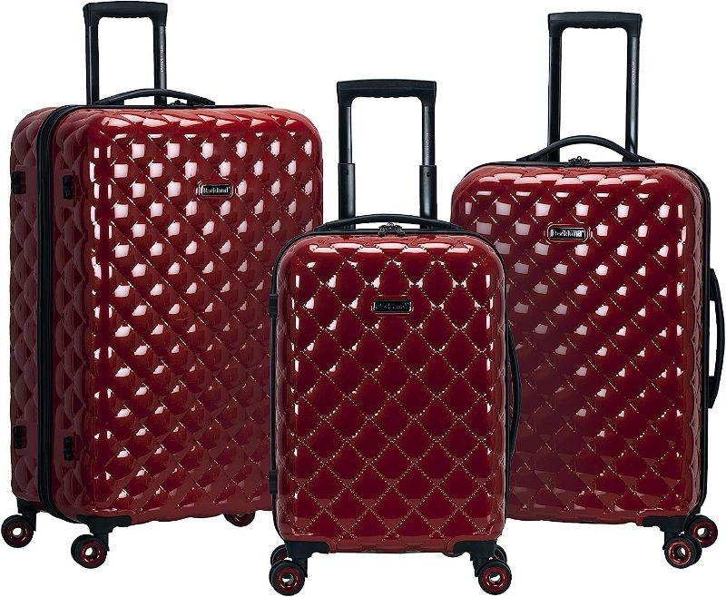 Photo 1 of  Rockland Quilt Hardside Expandable Spinner Wheel Luggage, Red, 3-Piece Set (20/24/28) 