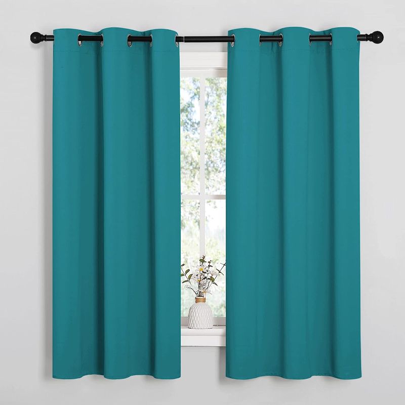 Photo 1 of  Room Darkening Curtains 63 inch Length 2 Panels, Thermal Insulated Grommet Blackout Curtains for Modern Casual Elegant Bedroom Kids Room Theme Decoration (Peacock Teal, 2 Pieces, W42)