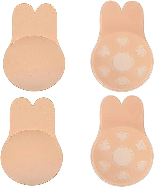 Photo 1 of 2 Pair Sticky Bra,Breast Lift Adhesive Bra,Invisible Silicone Reusable Nippleless Covers Beige