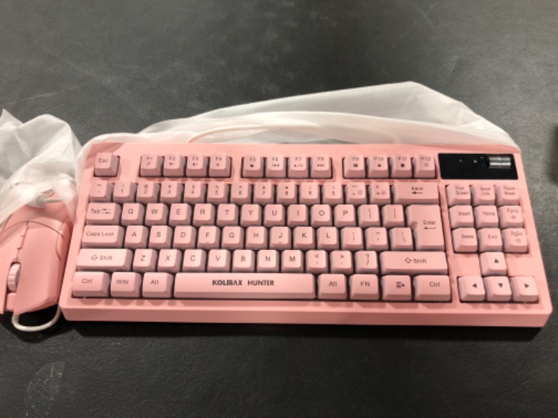 Photo 2 of RGB Pink Gaming Keyboard and Mouse Combo,87 Keys Gaming Keyboard Wired RGB Backlit Gaming Keyboard Mechanical Feeling with RGB 7200 DPI Pink Gaming Mouse Set for PC MAC PS4 Xbox Laptop PINK-Wired