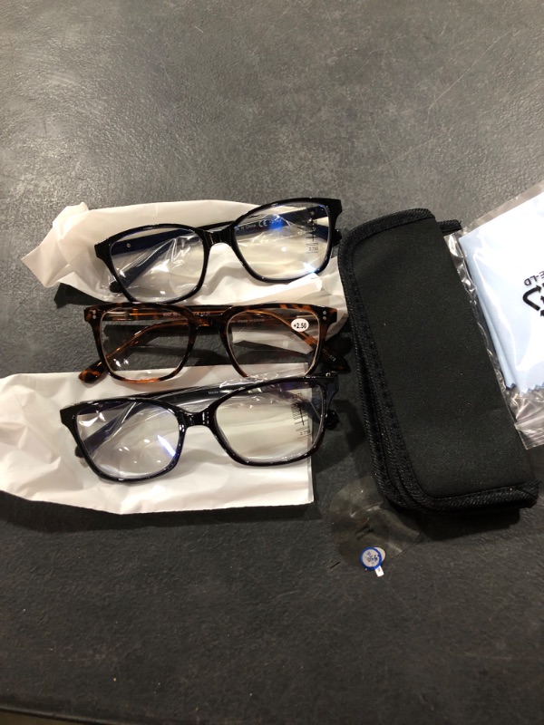 Photo 1 of 3 Pack Progressive Multifocus Reading Glasses Blue Light Blocking Multifocal Readers for Women Men with Spring Hinge (3 Black, 2.75, multiplier_x) 3 Black 2.75 x