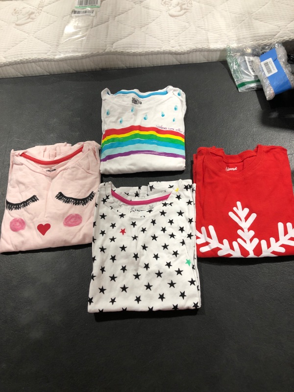 Photo 2 of Amazon Essentials Girls and Toddlers' Long-Sleeve T-Shirts (Previously Spotted Zebra), Multipacks 4 Blue/Red/White/Rainbow Medium