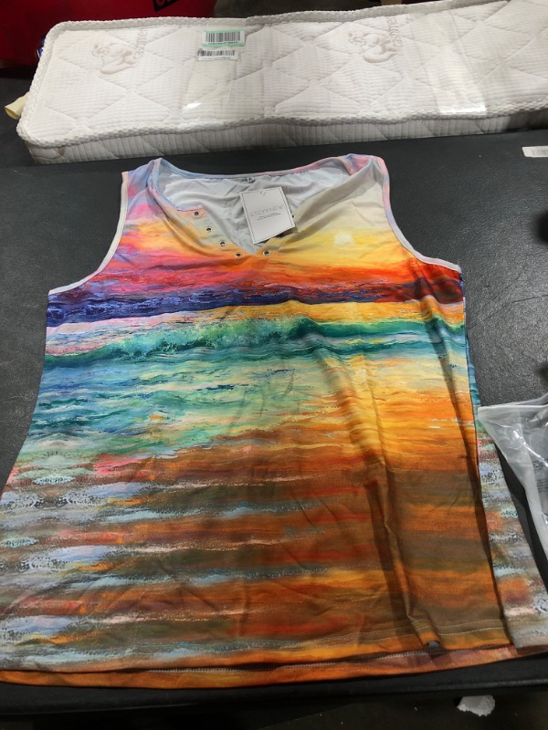 Photo 2 of  X-Large Tank Top for Women Sexy V Neck Casual Summer Tops Tie Dye Sleeveless Shirts with Ring Hole Country Music Style T-Shirts Print-6