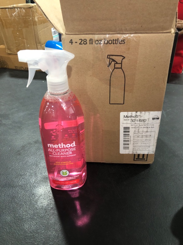 Photo 2 of Method All-Purpose Cleaner Spray, Pink Grapefruit, Plant-Based and Biodegradable Formula Perfect for Most Counters, Tiles, Stone, and More, 28 oz Spray Bottles, (Pack of 4) 28 Fl Oz (Pack of 4) All Purpose Cleaner Spray