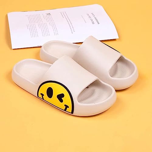 Photo 1 of  Cute Smiley Face Slipper for Women Men, Unisex Retro Lightweight Soft Thick Sole Anti-Slip Sandals 39-40