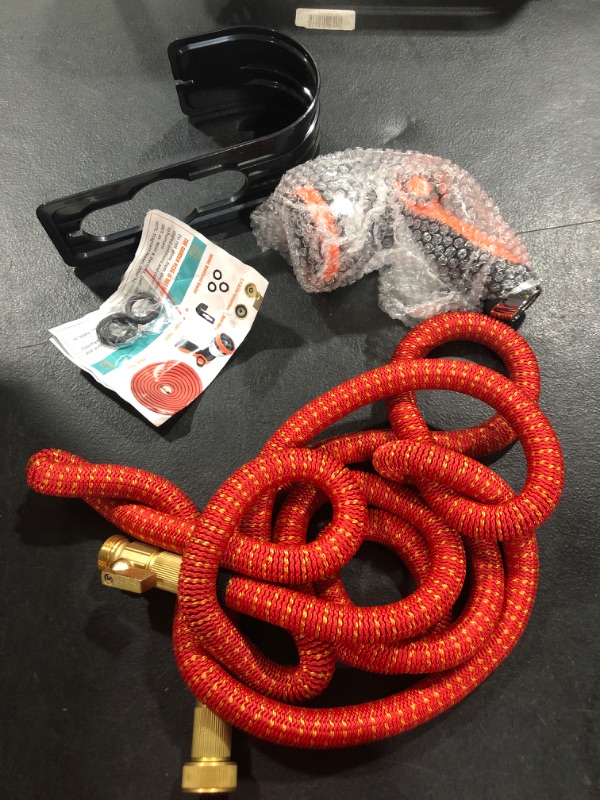 Photo 2 of 30FT Expandable Flexible Garden Hose, Expandable Water Hose with Durable 4-Layers Latex and 10 Function Spray Nozzle, 3/4 Solid Brass Connectors Garden Hose for Watering and Washing(Golden Red) 30FT Golden Red