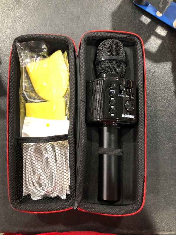 Photo 1 of BONAOK Wireless Bluetooth Karaoke Microphone,3-in-1 Portable Handheld Karaoke Mic Speaker Machine Home Party Birthday for All Smartphones Q37 (Black)