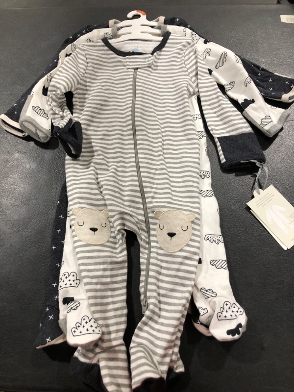 Photo 2 of Baby 3pk Zip-Up Sleep N' Play - Cloud Island™ Black/White 6-9M