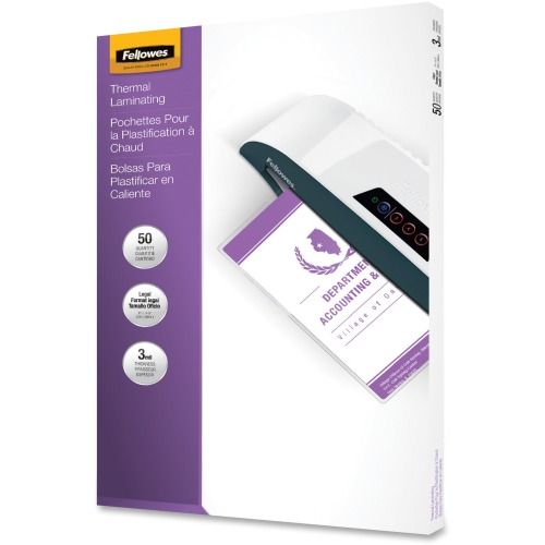 Photo 1 of Fellowes Laminating Pouches, 3 mil, 14 1/2 x 9, 50/Pack