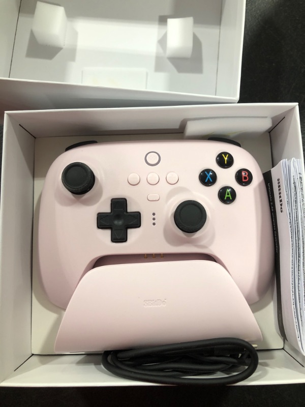 Photo 2 of 8Bitdo Ultimate 2.4g Wireless Controller With Charging Dock, 2.4g Controller for PC, Android, Steam Deck & iPhone, iPad, macOS and Apple TV (Pastel Pink)