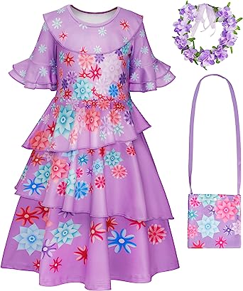 Photo 1 of Bigll Encanto Dress Isabella Costume for Girls Dress Up Cosplay Halloween with Accessories 4-5 