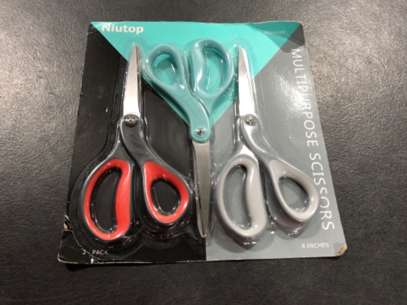 Photo 2 of Scissors, Niutop 8" All Purpose Scissors Heavy Duty Ergonomic Comfort Grip Craft Shears Sharp Scissors for Office Home Household Sewing High/Middle School Students Teacher Art Craft DIY Supplies