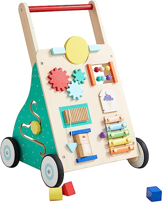 Photo 1 of Asweets Wooden Baby Walker Push and Pull Learning Activity Walker for Boys and Girls Sit to Stand Learning Walker Toddler Toy (Color)