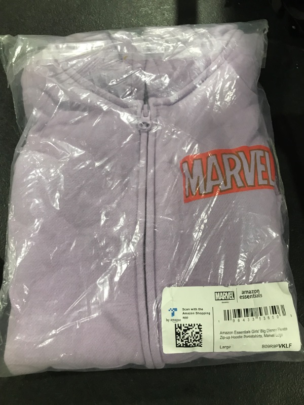 Photo 2 of Amazon Essentials Disney | Marvel | Star Wars | Princess Girls and Toddlers' Fleece Zip-Up Hoodie Sweatshirts Large Marvel Logo