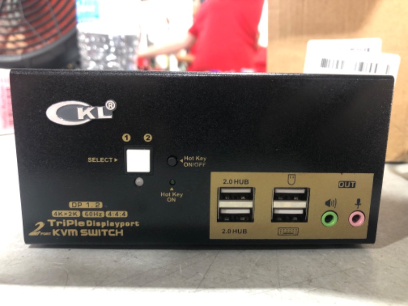 Photo 4 of CKL KVM Switch Triple Monitor DisplayPort 2 Port 4K 60Hz 4:4:4, 2x3 DP KVM Switch with Audio and USB 2.0 HUBs, Model Number: CKL-623DP
