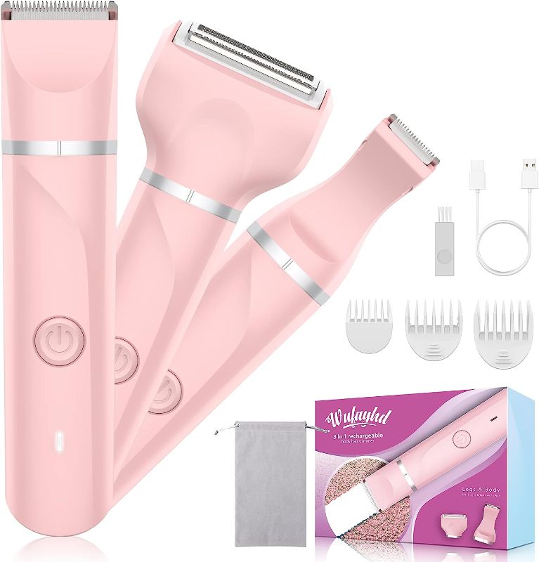 Photo 1 of WUFAYHD Bikini Trimmer, 3 in 1 Electric Razors for Women Pubic Hair, IPX7 Waterproof Bikini Shaver for Women Hair Removal, Portable Pubic Hair Trimmer, Ladies Bikini Razor Body Shaver Legs Underarms  