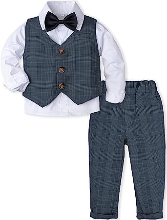 Photo 1 of A&J DESIGN Baby Toddler Boys Gentleman Suit Set, 3pcs Outfits Shirts & Vest & Pants Size 12-18