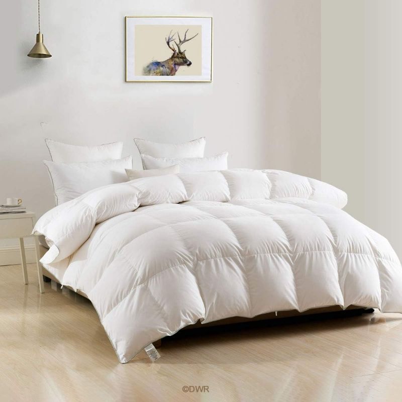 Photo 1 of  Lightweight Feathers Down Comforter King, All Season Thin Goose Down Duvet Insert Size 106"x90"