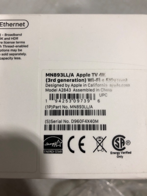Photo 1 of 2022 Apple TV 4K Wi?Fi + Ethernet with 128GB Storage (3rd Generation) 128GB WiFi + Ethernet