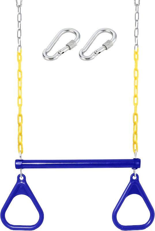 Photo 1 of 18" Trapeze Swing Bar Rings 48" Heavy Duty Plastic Coated Chains Swing Set Accessories Playground Swing Seat… 