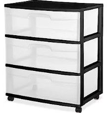 Photo 1 of 3 Drawer Wide Cart GREY Storage Plastic
