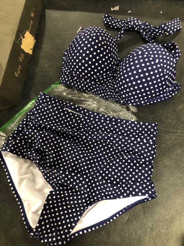 Photo 2 of Angerella Women Vintage Polka Dot High Waisted Bathing Suits Bikini Set MEDIUM