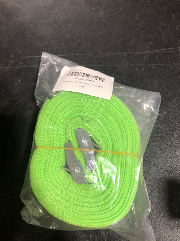 Photo 2 of MroMax 0.98" Width x 13.12ft Length Lashing Straps Polypropylene Cam Buckle Lashing Straps 200Kg Load Cargo Tie Down Strap 25mm x 4M for Moving Cargo Green Tone 4Pcs