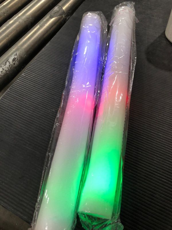 Photo 2 of 2 PCS Foam Glow Sticks with 3 Modes Colorful Flashing, LED Light Stick Gift, Glow Sticks Party Pack for Wedding, Raves, Concert, Party, Halloween Party Supplies