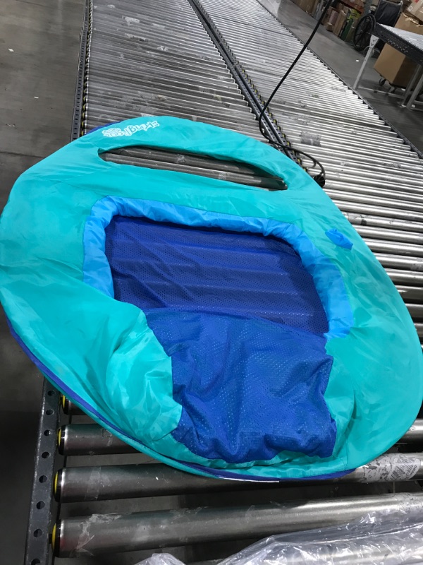 Photo 1 of SwimWays Spring Float Recliner Chair for Swimming Pool, Inflatable Pool Floats Adult with Fast Inflation, Cup Holder & Foot Rest for Ages 15 & Up, Aqua
