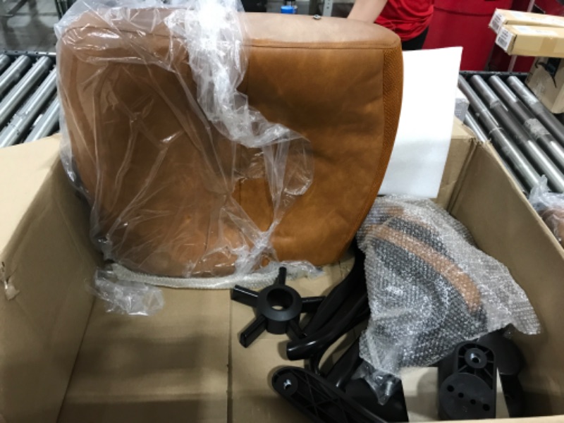 Photo 1 of DEVAISE Computer Office Chair, High Back Ergonomic Desk Chair with Adjustable Flip-up Armrests, Lumbar Support and Thick Headrest, Executive Suede Fabric Swivel Task Chair, Brown
