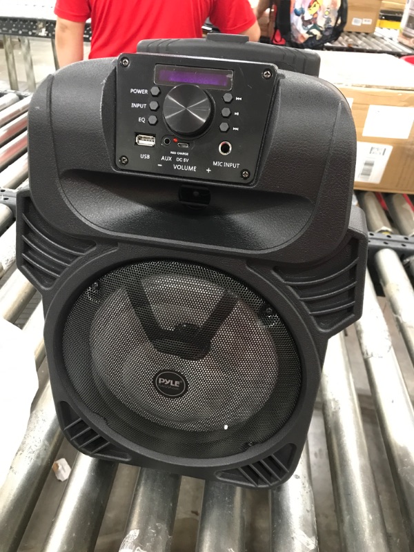 Photo 2 of 400W Portable Bluetooth PA Loudspeaker - 8” Subwoofer System, 4 Ohm/55-20kHz, USB/MP3/FM Radio/ ¼ Mic Inputs, Multi-Color LED Lights, Built-in Rechargeable Battery w/ Remote Control - Pyle PPHP844B