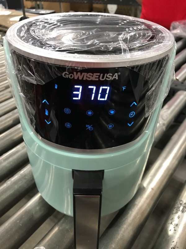 Photo 3 of GoWISE USA Electric Mini Air Fryer with Digital Touchscreen + Recipe Book, 1.7-Qt up to 2 Qt Max, Mint/Silver Mint/Silver 2-Qt Air Fryer
