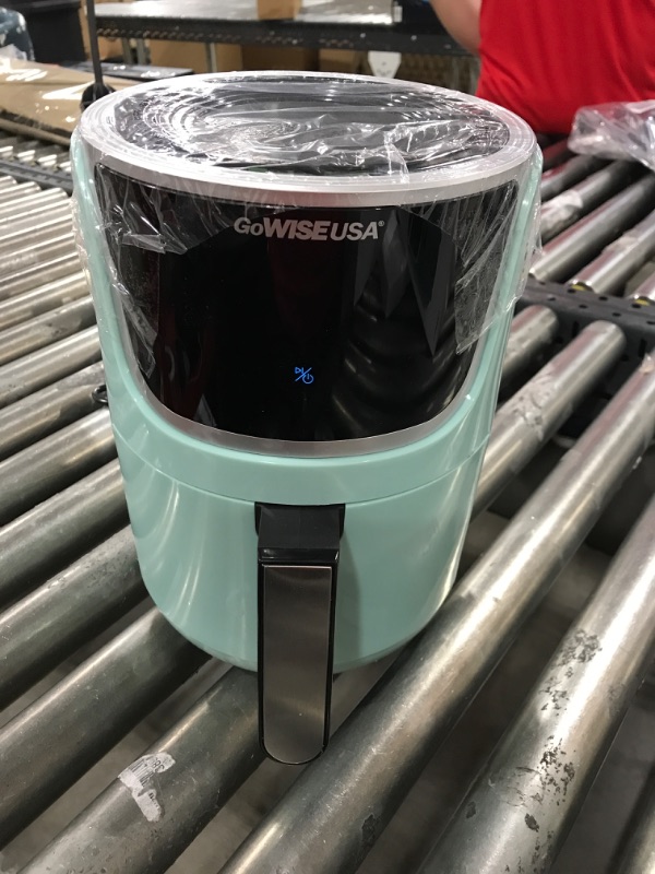 Photo 1 of GoWISE USA Electric Mini Air Fryer with Digital Touchscreen + Recipe Book, 1.7-Qt up to 2 Qt Max, Mint/Silver Mint/Silver 2-Qt Air Fryer