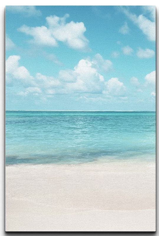 Photo 1 of  Canvas Print Wall Art Set Blue Beach Horizon from The Shore Nature Ocean Photography Modern Art Nautical Landscape Relax/Calm Ultra for Living Room, Bedroom, Office - 16"x24"x3 16" x 24"