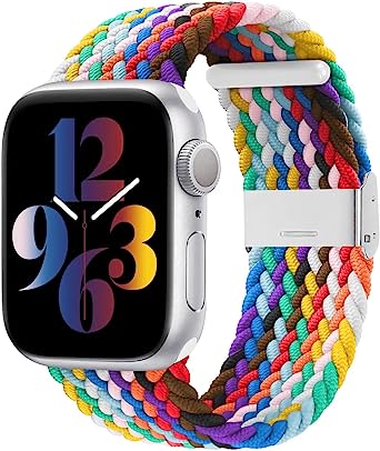 Photo 1 of (5 PACK) Bandiction Compatible with Apple Watch Bands 42mm 44mm 45mm 49mm, iWatch Bands for Women Men,Adjustable Braided Solo Loop Elastic Sport Bands for iWatch Ultra SE Series 8/7/6/5/4/3/2/1  
