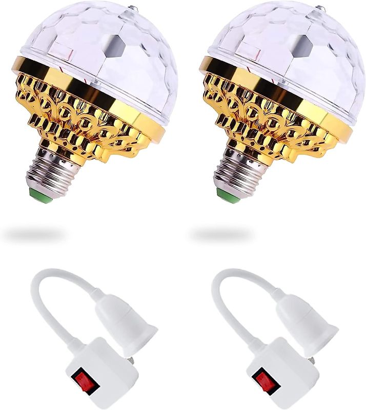 Photo 1 of 365Home Colorful Rotating Magic Ball Light, 2-Pack Magic Light Bulb with Sockets, Plug in Disco Ball Light Bulb for Home Room Dance Parties