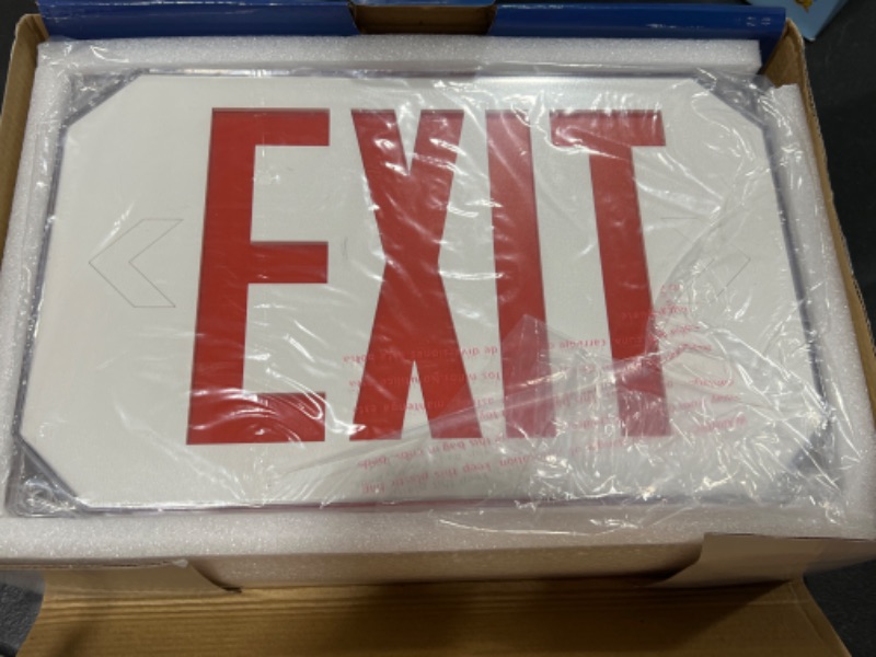 Photo 2 of LEONLITE LED Exit Sign, Wet Location Exit Sign with Battery Backup, UL Listed, Outdoor Hardwired Exit Light with Double Sided, AC 120/277V, Weatherproof Emergency Exit Sign, Red