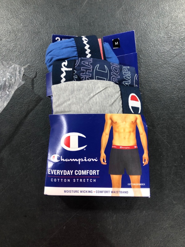 Photo 2 of Champion Men's Everyday Cotton Stretch Knit Boxer (Pack of 3) Medium Blue/Grey