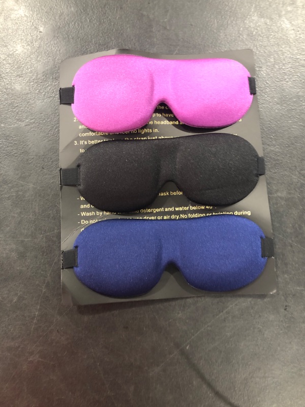 Photo 1 of 3 PCS Sleep Eye Mask,Sleeping Mask Blindfold, Sleep Eye Mask for Men Women, Concave Molded Night Sleep Mask, Block Out Light, Soft Comfort Eye Shade Cover for Travel Yoga Nap